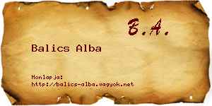 Balics Alba névjegykártya